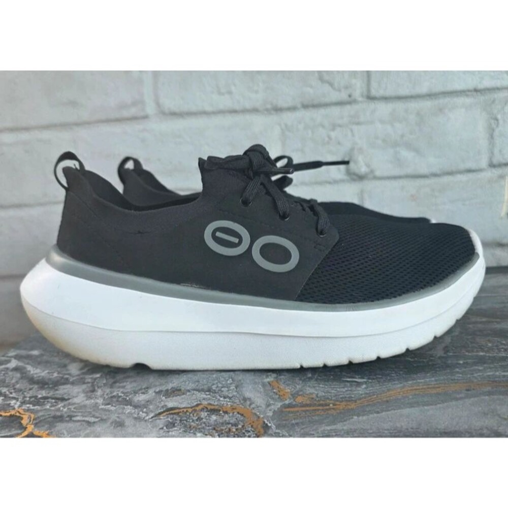 OOFOS Men's OOmy Stride Black Mesh Lace-Up Recovery Shoes Sneakers Size 8